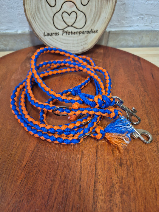 Hundeleine dünn 3m verstellbar Blau/Orange